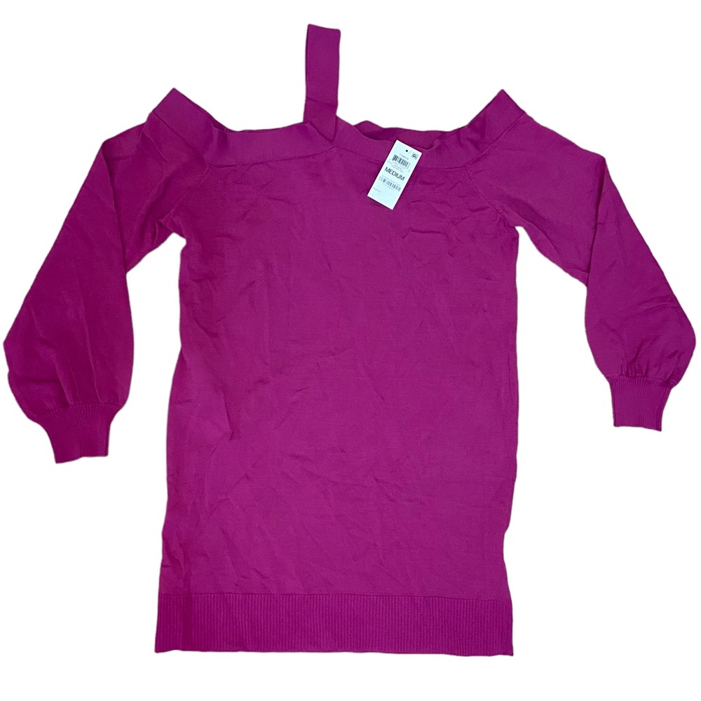 Inc International Concepts Cold Shoulder Tunic Sweater Fuchsia Pop M New